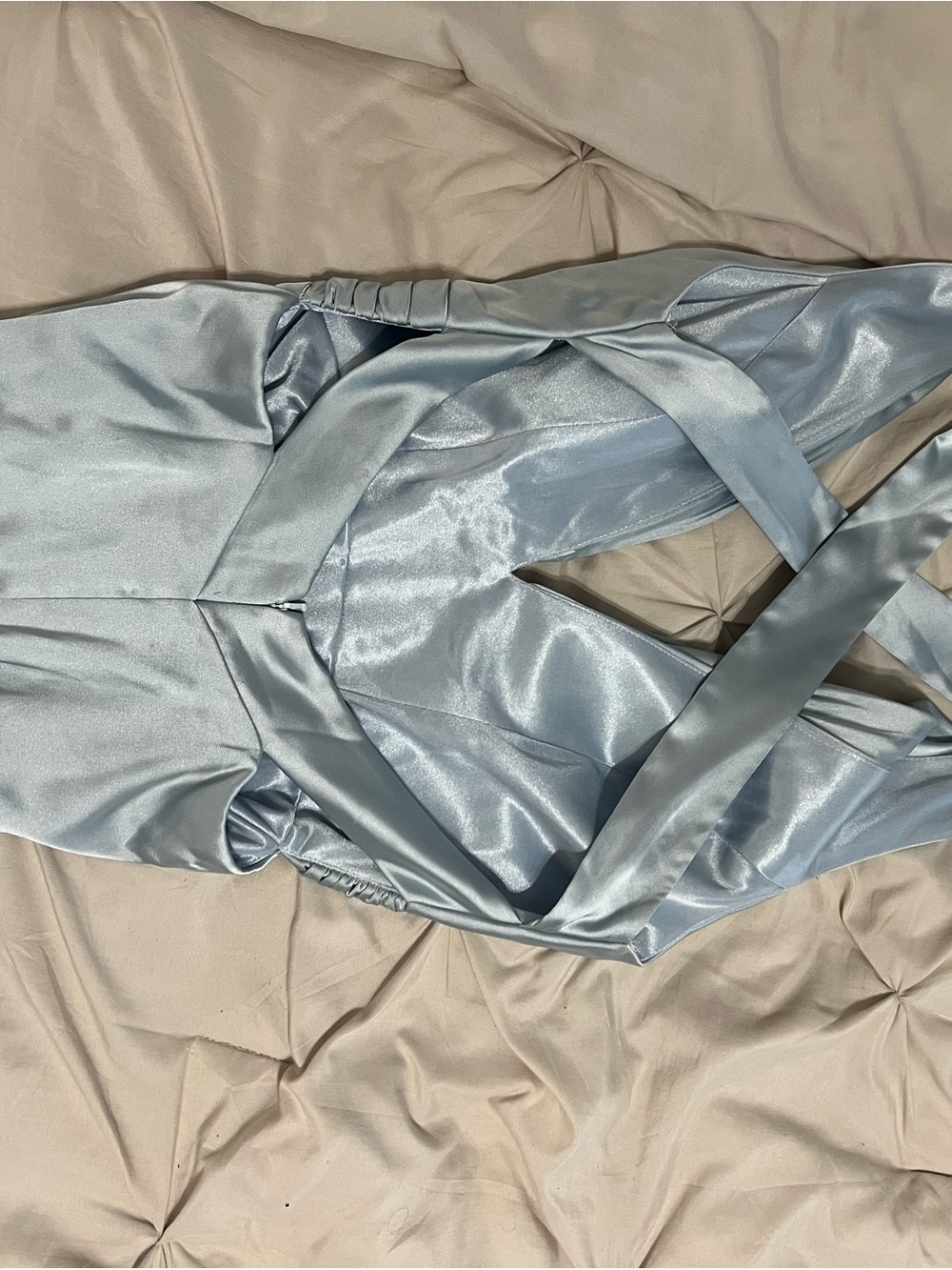 Revelry Dylan Satin Dress in Sky Blue - Picture 3 of 4